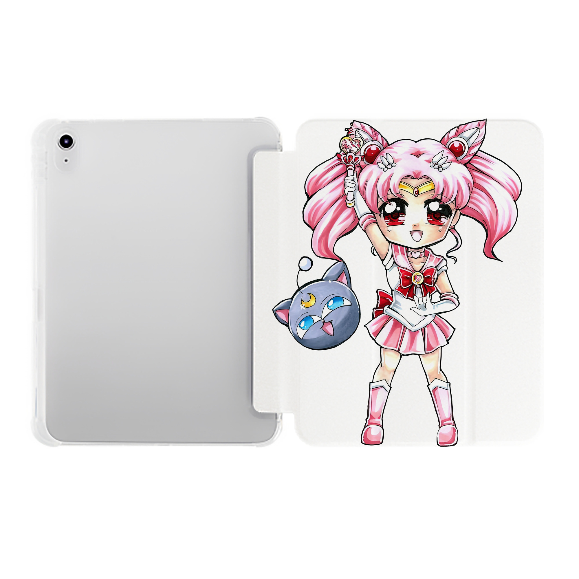 （画像用） 美少女戦士セーラームーン ちびうさ Sailor Moon Chibiusa Tsukino Usagi Small Lady Serenity IPad ケース ペン収納付き 三つ折りスタンド PUレザー×シリコン 対応機種9.5/10.5/10.9インチ
